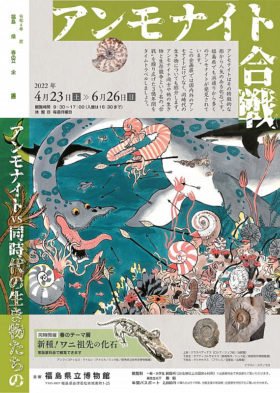 福島県立博物館で企画展 アンモナイト合戦 アンモナイトvs同時代の生き物 を開催中です 会期 令和4年4月23日 6月26日 ふくしまニュースweb 22 05 02 月 07 30 ふくしまニュースリリース